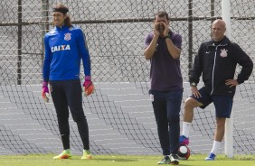 Fbio Carille, Cssio e Mauri Lima no treino do Corinthians no CT Joaquim Grava