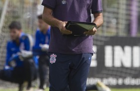 Fbio Carille no treino do Corinthians no CT Joaquim Grava