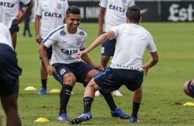 Guilherme sorrindo durante o treino da manh