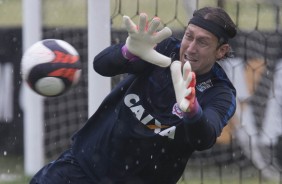 Goleiro titular, Cssio participou da atividade no CT Joaquim Grava