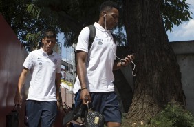 Moiss e Marciel chegando no estdio Jos Liberatti para partida contra o Audax