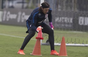 Cssio em ao no treino do Corinthians no CT Joaquim Grava