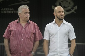 Presidente Roberto de Andrade e Alessandro compareceram ao treino na Arena antes do Dérbi