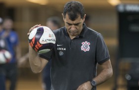 Técnico Fábio Carille na Arena, em treino aberto antes do clássico contra o Palmeiras