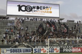 Telão da Arena exibe logotipo dos 100 anos do Dérbi