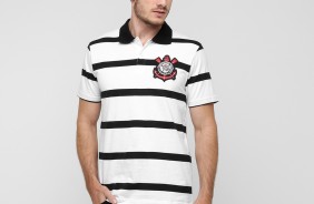 Camisa Polo Corinthians Harris - Branco e Preto