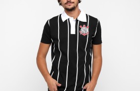 Camisa Polo Corinthians Teem Way - Preto e Branco