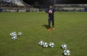 Cássio durante treinamento no estádio Augusto Bauer antes do duelo contra o Brusque