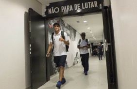 Bruno Paulo chega  Arena para jogo contra o Santos, pelo Paulisto