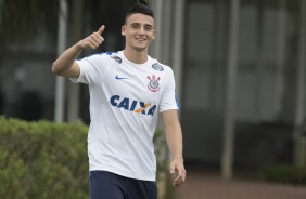 Mantuan durante reapresentação do Corinthians após triunfo contra a Luverdense
