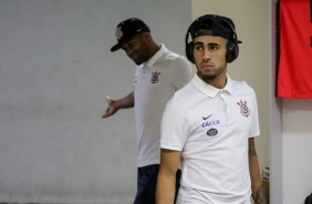 Gabriel no vestiário antes do jogo contra a Ferroviária