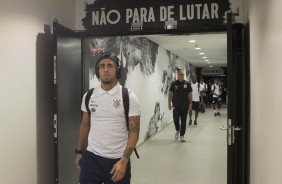 Gabriel no vestirio da Arena Corinthians