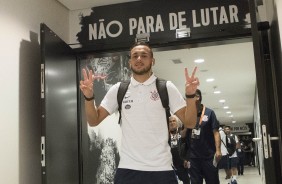 Maycon no vestirio da Arena Corinthians