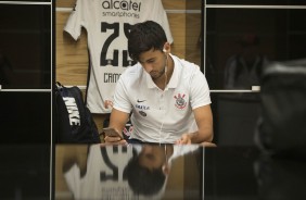 Camacho no vestiário da Arena antes do jogo contra a La U, pela Sul-Americana