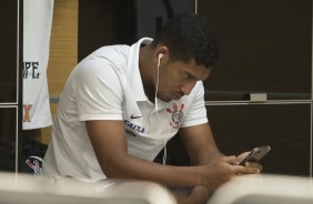 Léo Príncipe no vestiário da Arena antes do jogo contra a La U, pela Sul-Americana