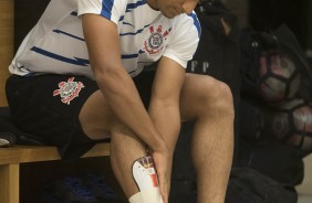 Pablo no vestirio da Arena antes do jogo contra a La U, pela Sul-Americana