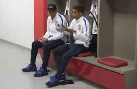 Balbuena e Pedrinho antes do duelo contra o Internacional, no Beira Rio, pela Copa do Brasil