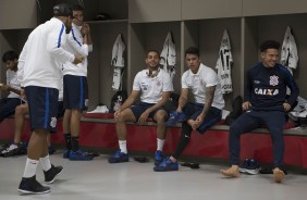 Jogadores no vestiário antes do duelo contra o Internacional, no Beira Rio, pela Copa do Brasil