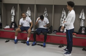 Marquinhos Gabriel e Clayton antes do duelo contra o Internacional, no Beira Rio, pela Copa do Brasi