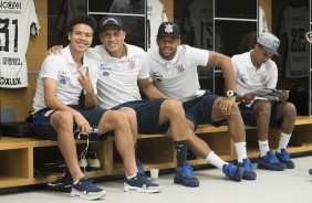 Marquinhos Gabriel, Lo Jab, Clayton e Pedrinho antes do jogo contra o Botafogo-SP