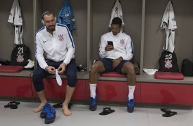 Walter e Léo Princípe antes do duelo contra o Internacional, no Beira Rio, pela Copa do Brasil