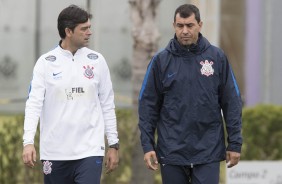 Leonardo Silva e Carille durante treino preparatrio para a final contra a Ponte