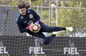 Cássio durante reapresentação do Corinthians após os 3 a 0 contra a Ponte Preta