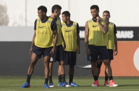 Moisés, Pedro Henrique, Kazim, Clayton e Léo Príncipe treinam durante reapresentação do Corinthians