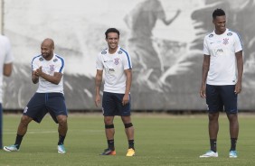 Os jogadores mostraram descontração no treinamento