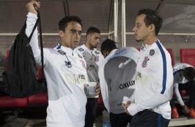 Jadson e Rodriguinho batem papo; dupla estará em campo nesta quarta-feira