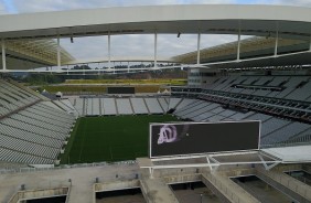 O telão é outra atração à parte no estádio do Timão