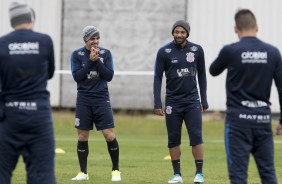 Fagner e Fellipe Melo no treino da fria tarde de sexta-feira