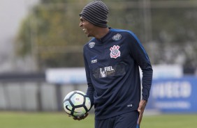 J era todo sorriso no treino dessa sexta-feira no CT