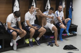 Jogadores no vestiário antes da partida contra o Vitória, pelo Brasileirão