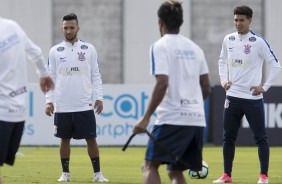 Clayson e Marquinhos Gabriel no treino da manhã após vitória no Brasileirão