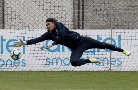 Cássio treino no CT durante reapresentação do Corinthians