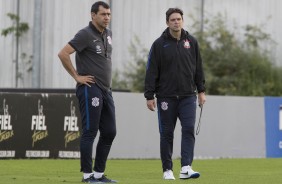 Fábio Carille e Cuca no treino dessa terça-feira