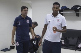 Cuca e J no vestirio antes do jogo contra o Vasco