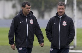 Carille e Walmir Cruz no treino de tera no CT