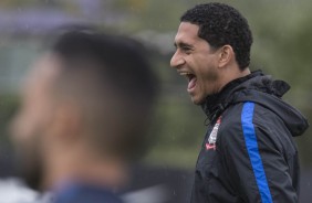 Olha o sorriso do zagueiro Pablo no treino dessa terça-feira