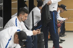 J no vestirio da Arena para aguardar o jogo contra o Cruzeiro