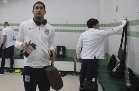 Pablo no vestiário do Couto Pereira para enfrentar o Coritiba, pelo Brasileirão