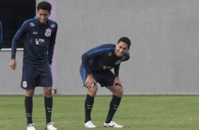 Warian e Pablo no treino desta tera-feira no CT