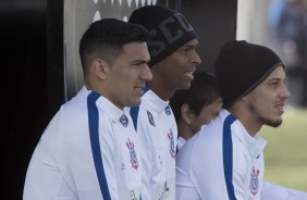 Balbuena. Jô e Rodriguinho no treino de hoje no CT Joaquim Grava