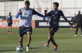 Lo Santos e Pedrinho no treino de hoje