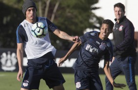 Marciel e Pedrinho no treino dessa quarta-feira no CT Joaquim Grava