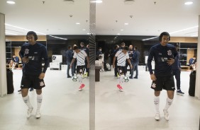 Pablo no vestiário da Arena antes do jogo contra o Botafogo
