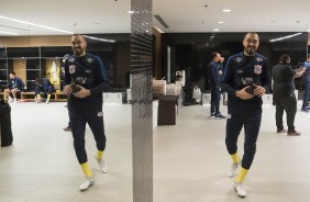 Walter todo sorridente no vestiário da Arena antes do jogo contra o Botafogo