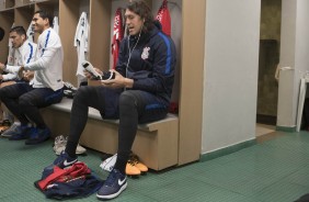Cássio antes do jogo contra o Palmeiras