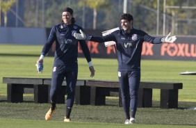 Cssio e Matheus Vidotto durante treino desta tarde